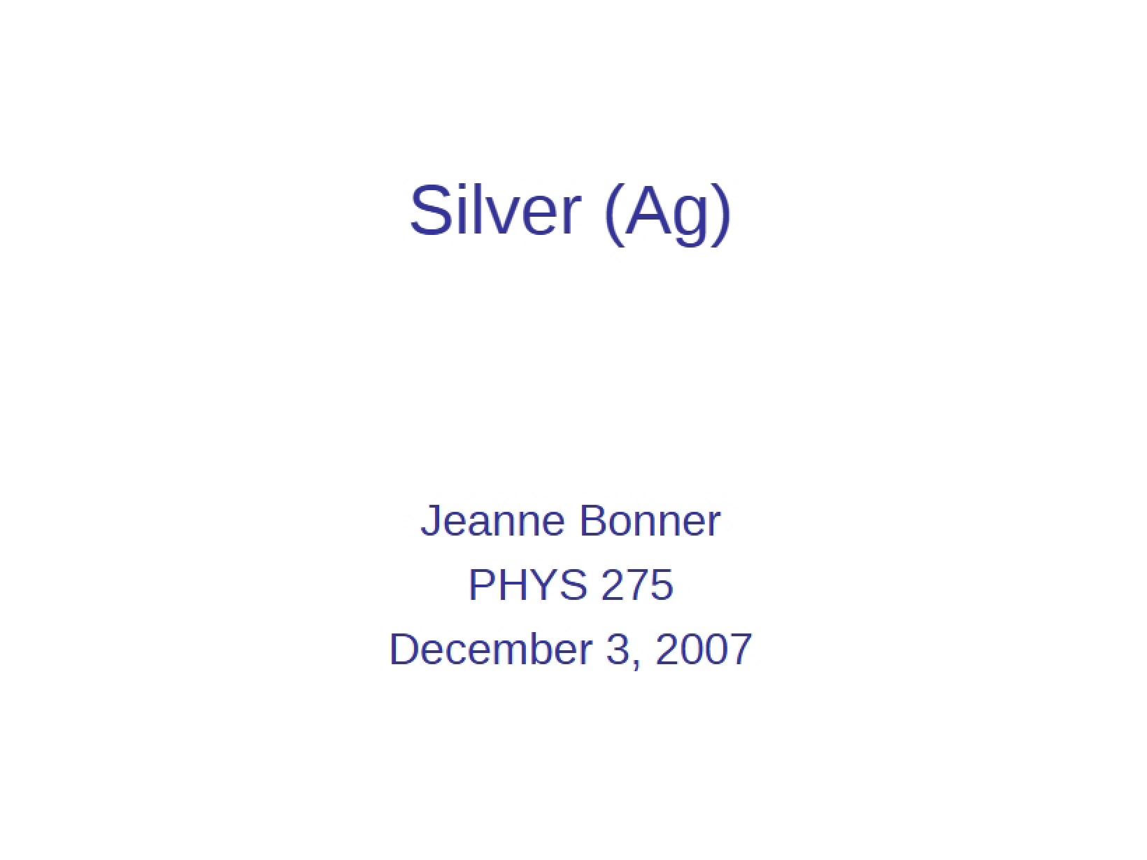 Element Analysis Silver