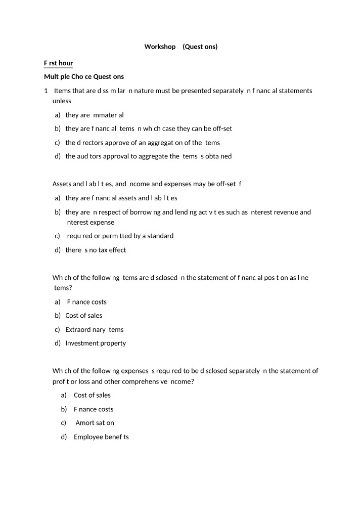 Questions for Workshop 2