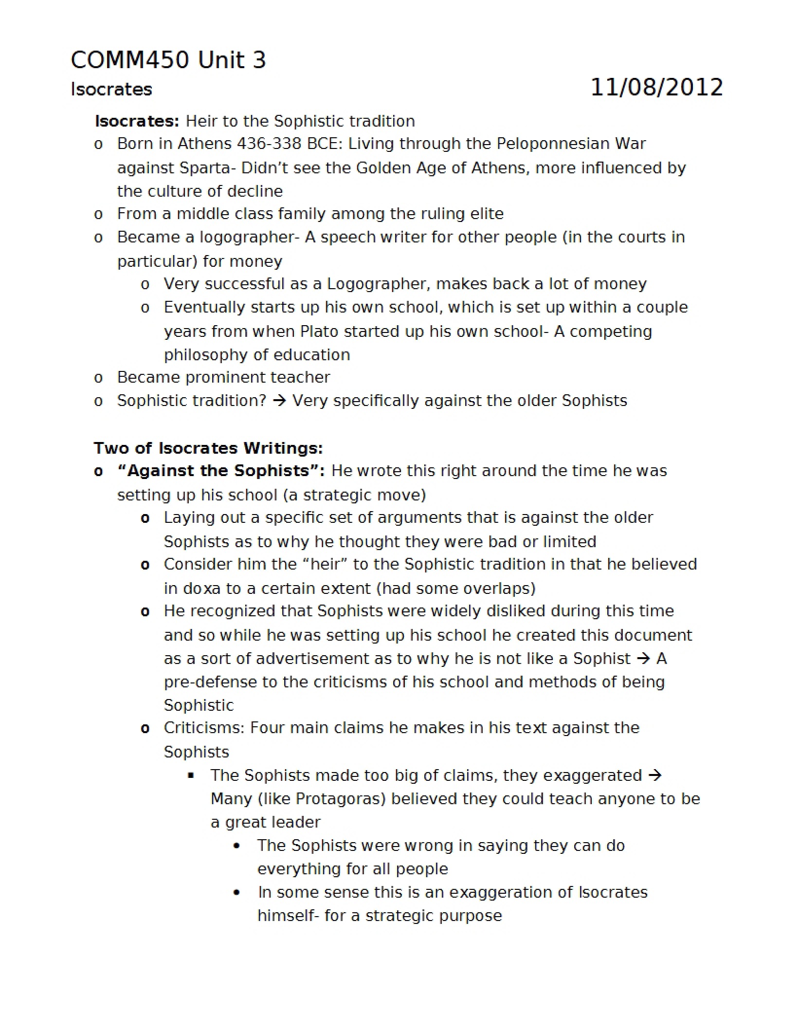 Overview of Isocrates