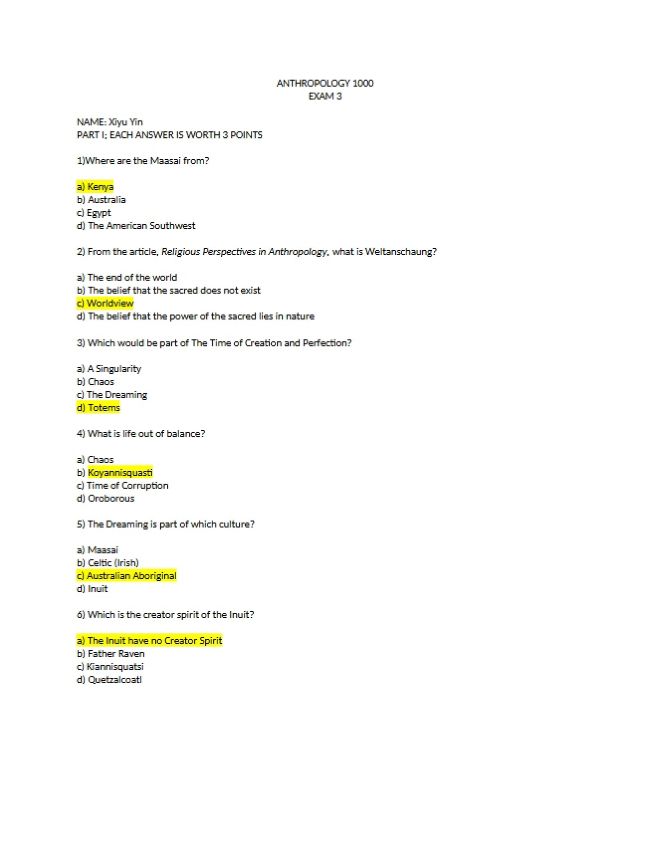 Third Examination