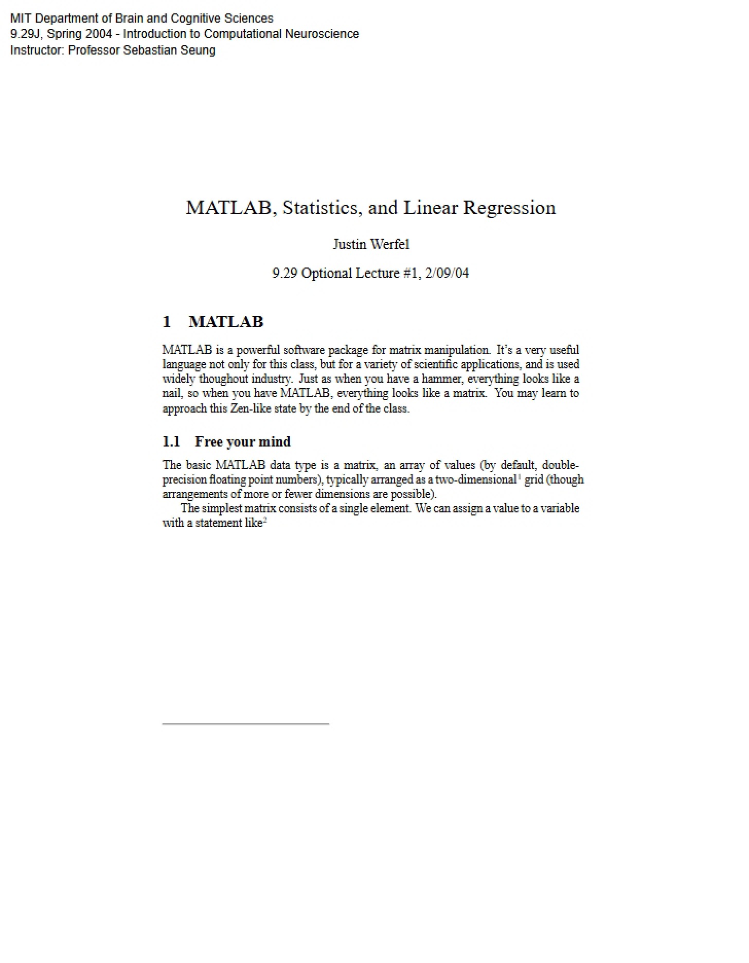 Linear Regression and Statistics
