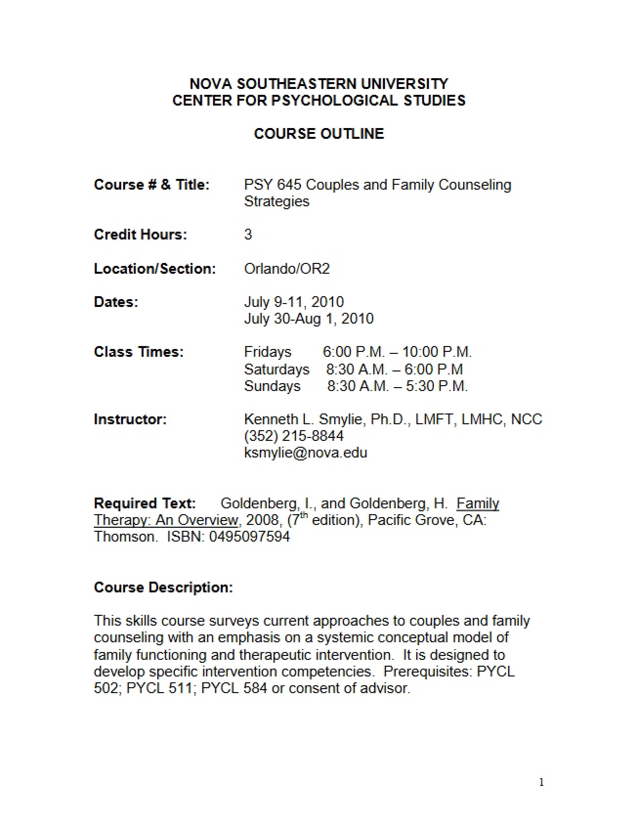 Couples Counseling Course Outline