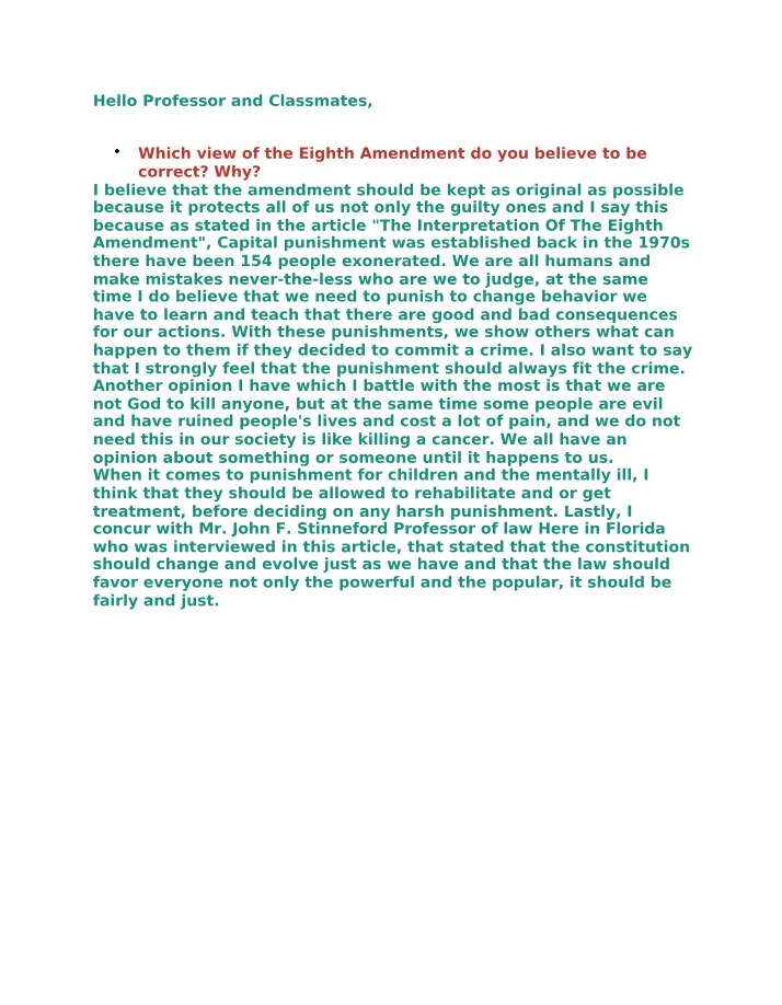 Analysis of CRJ499 Week 6 Discussion Question 20