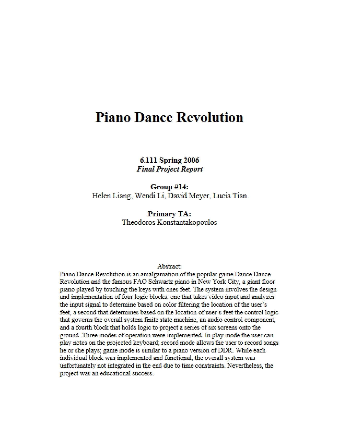 Revolution of Piano Dance