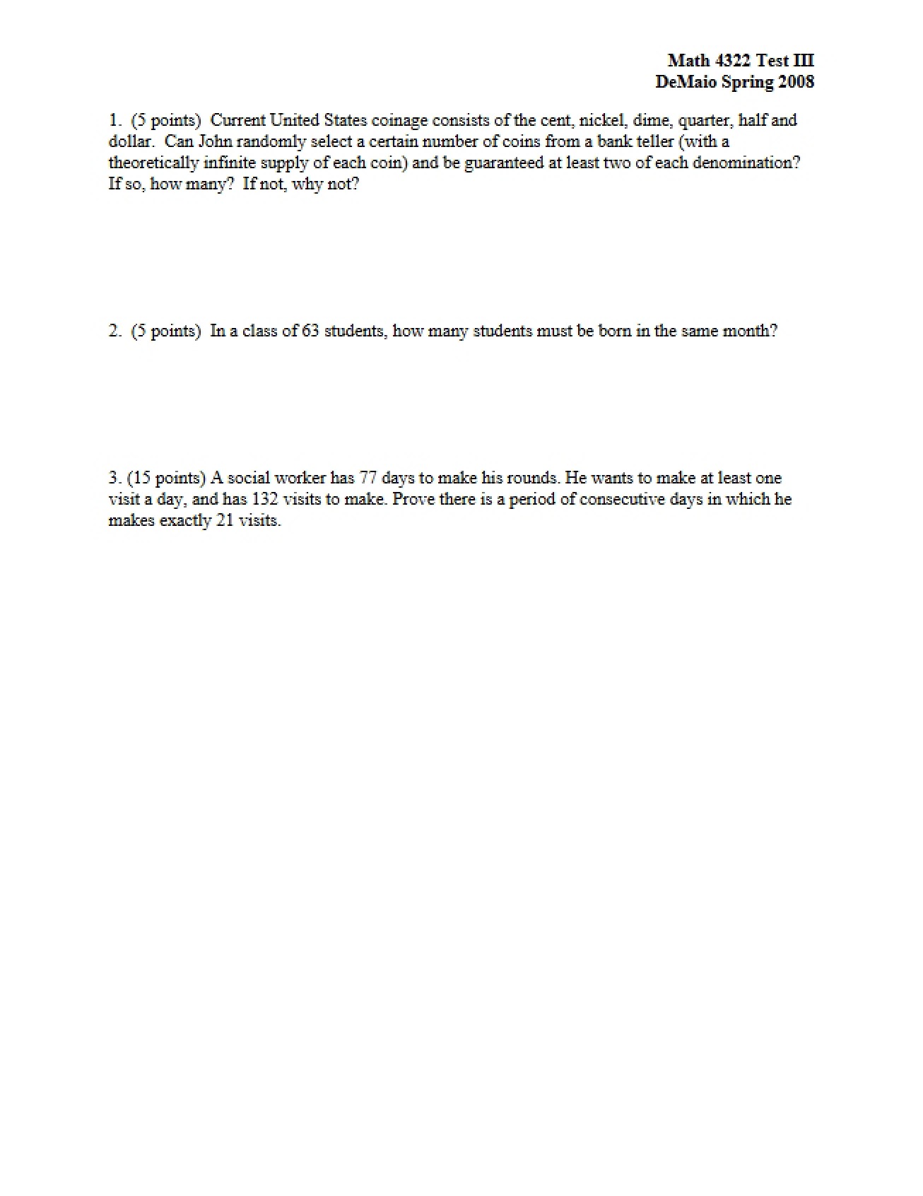 Test Three in Math 4322