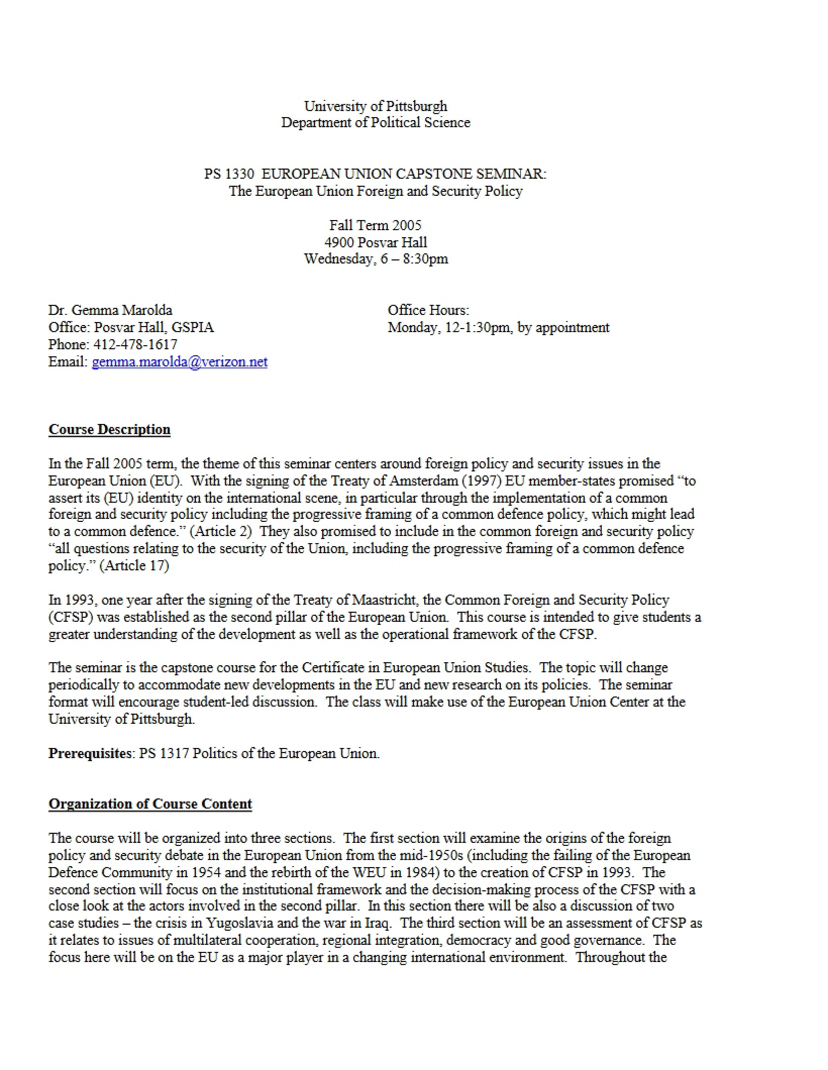 EU Capstone Seminar Syllabus