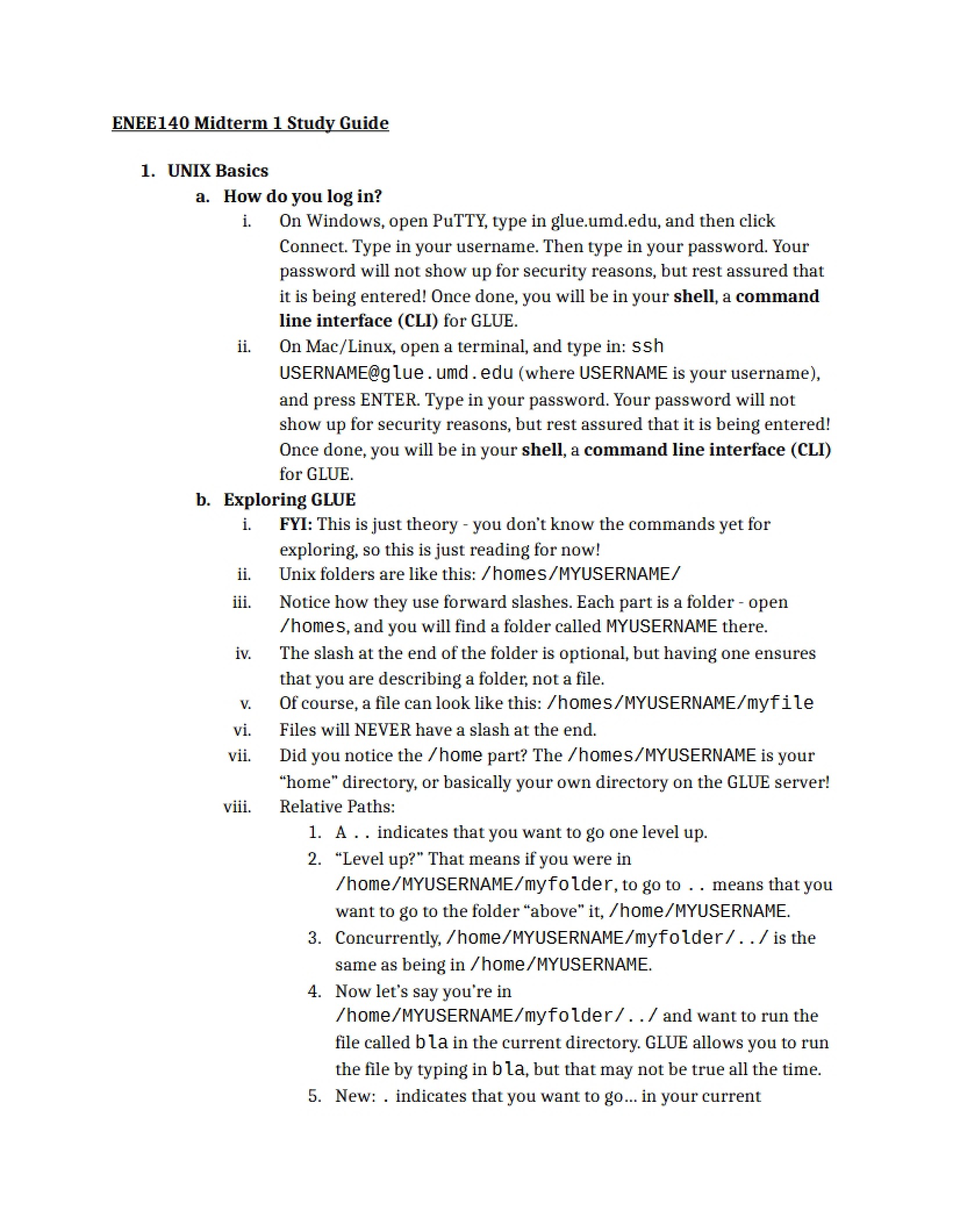 Study Material for First Midterm