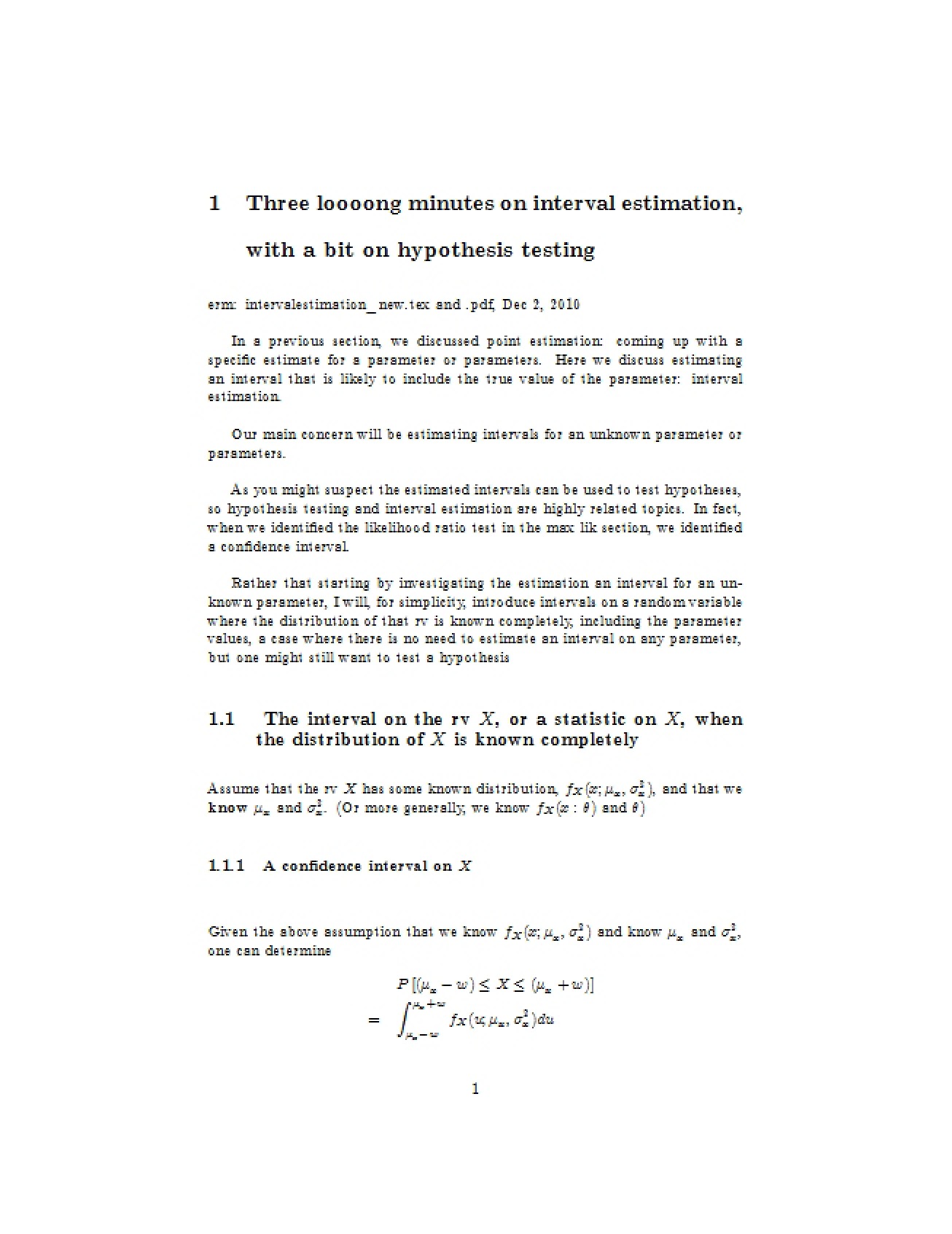 Overview of Interval Estimation