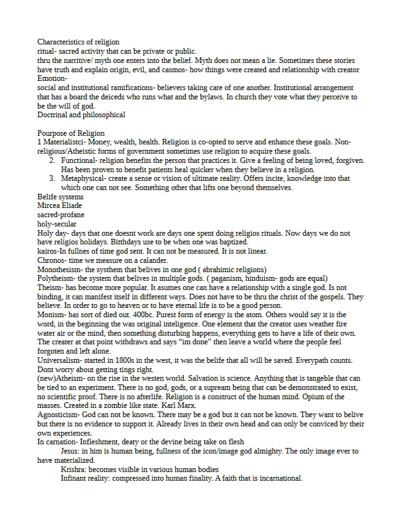 Characteristics of Religion - 1 Pages