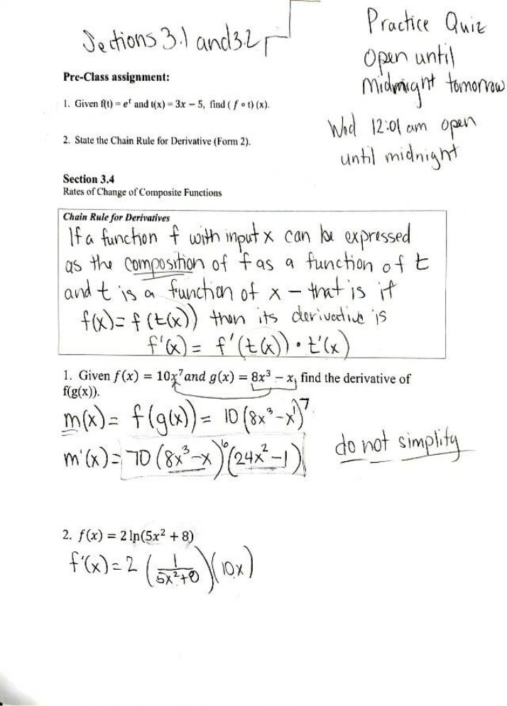 Practice Quiz for Sections 3.1 and 3.2