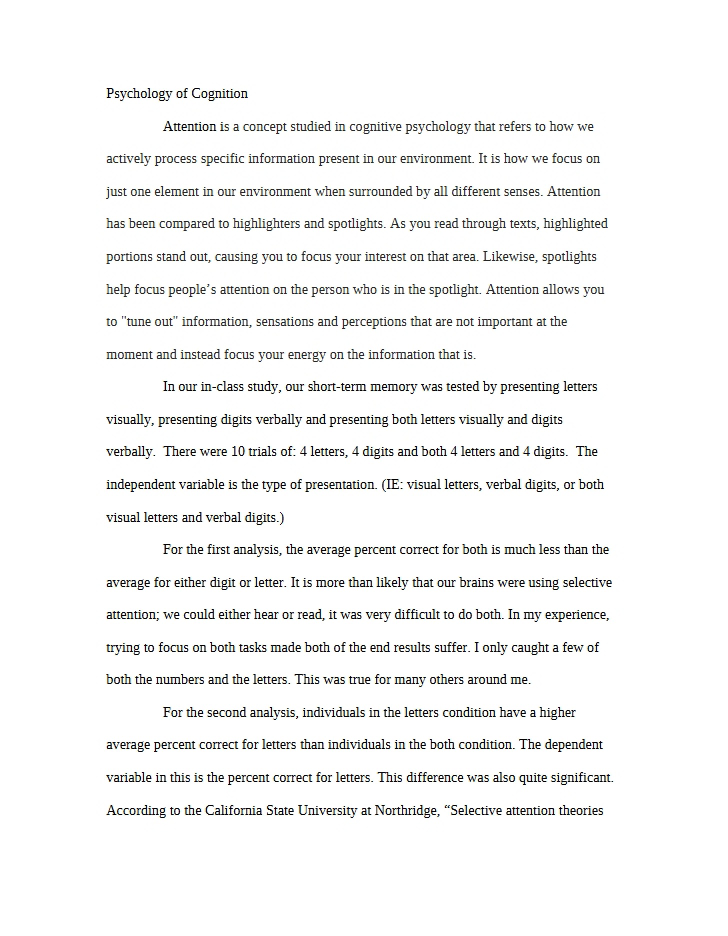 Cognitive Psychology - Introduction to Psychology