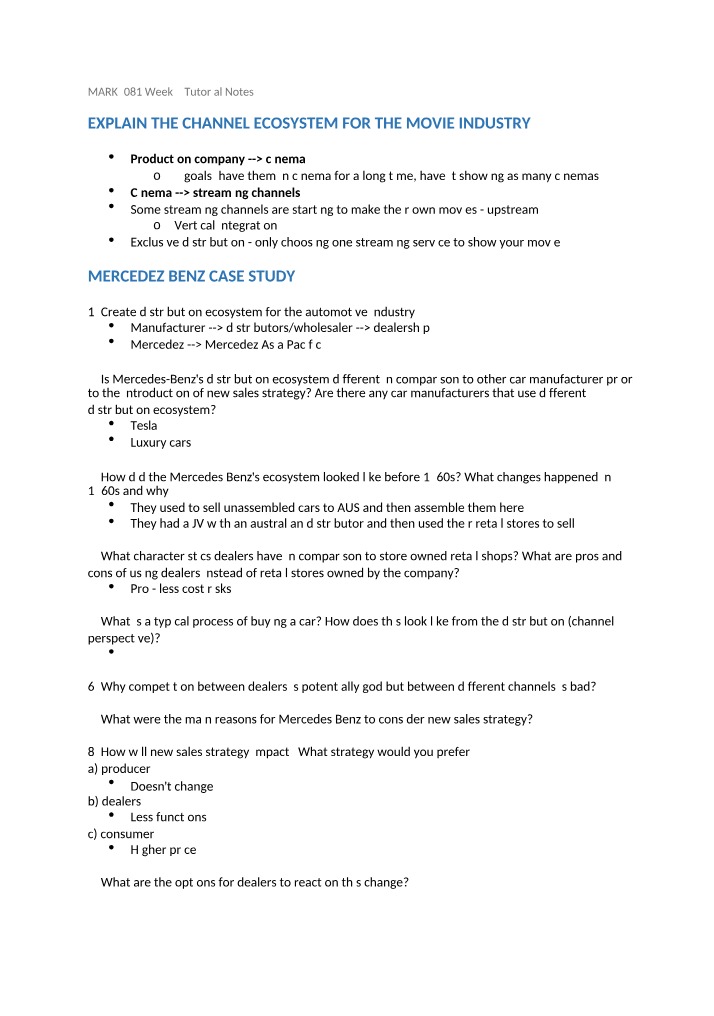 Week 3 Tutorial Notes for MARK3081