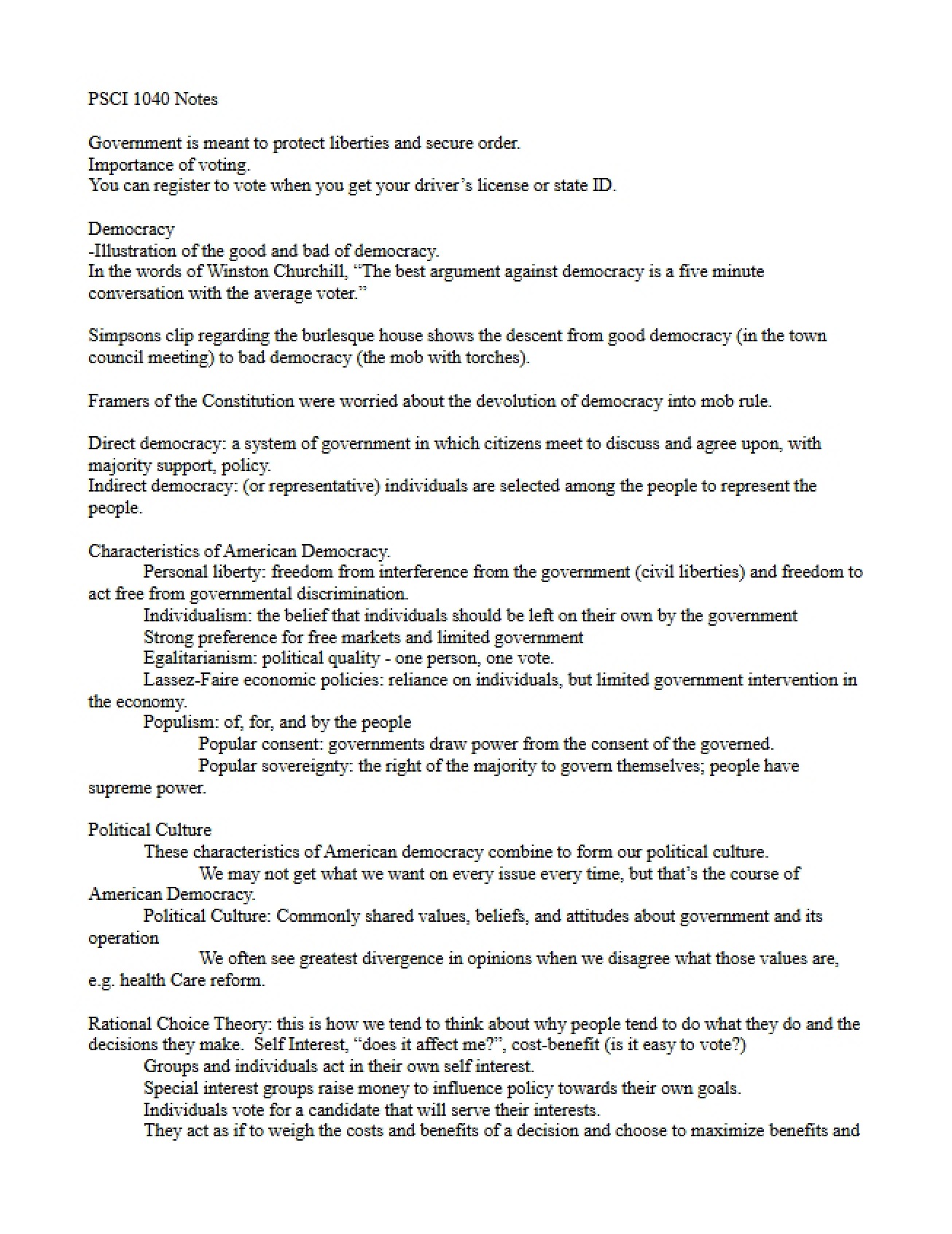 PSCI 1040 Lecture Notes
