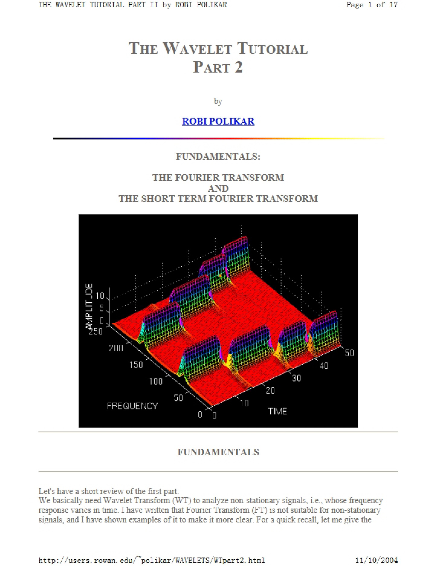 Tutorial on Wavelets - Multimedia Compression on the Internet