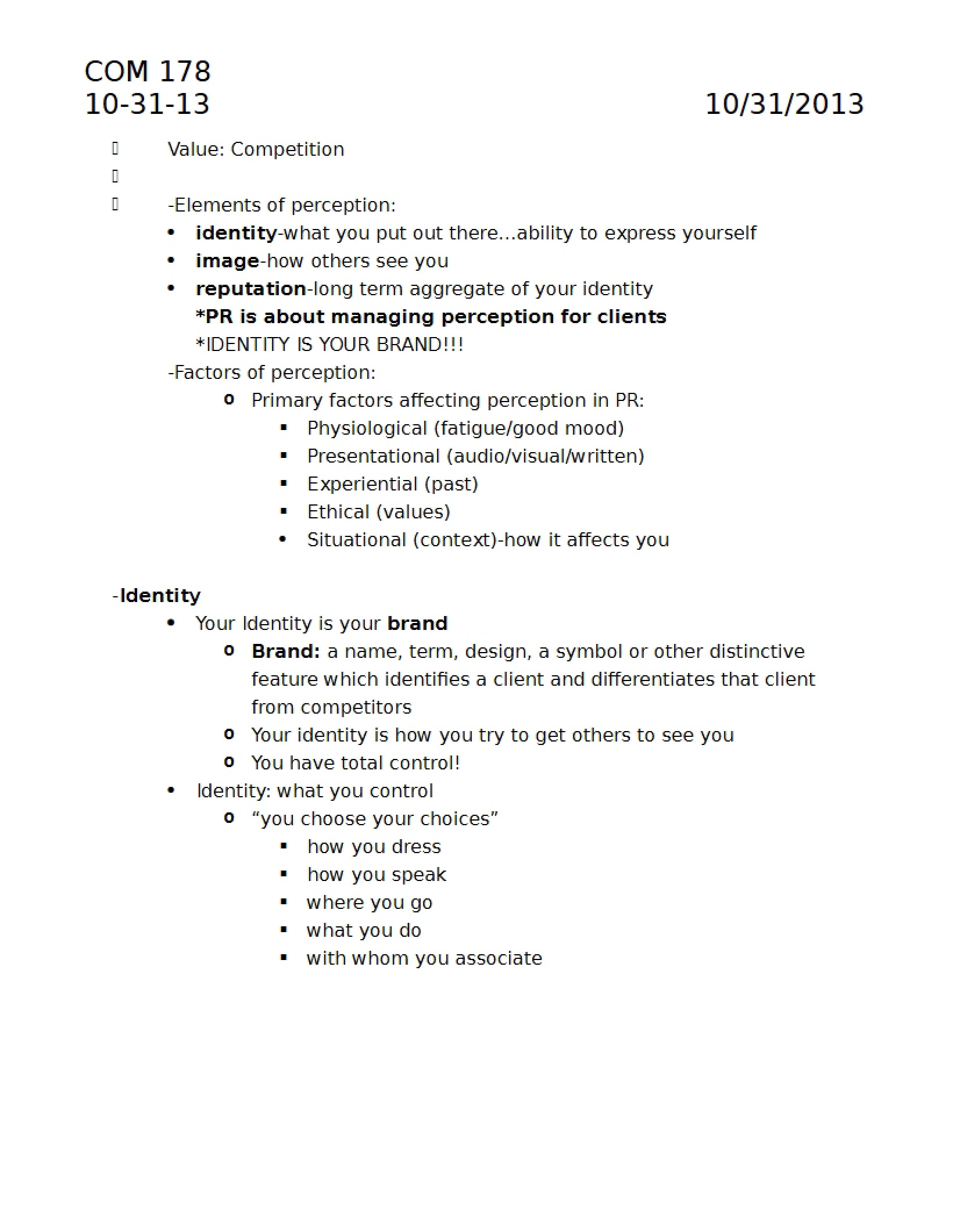 Lecture Notes October 31