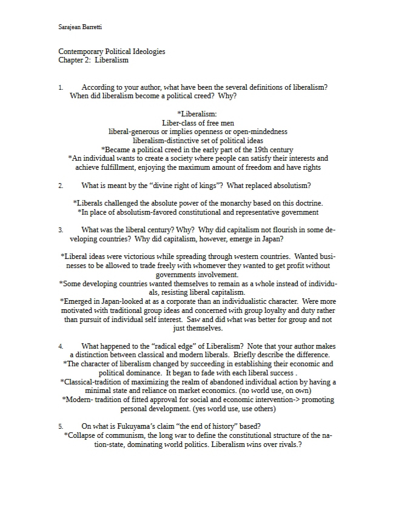 Second Study Guide for Political Ideologies Part 2