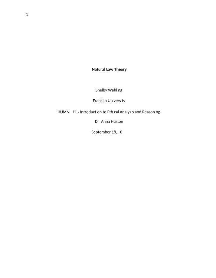 Thomas Aquinas and Natural Law Theory