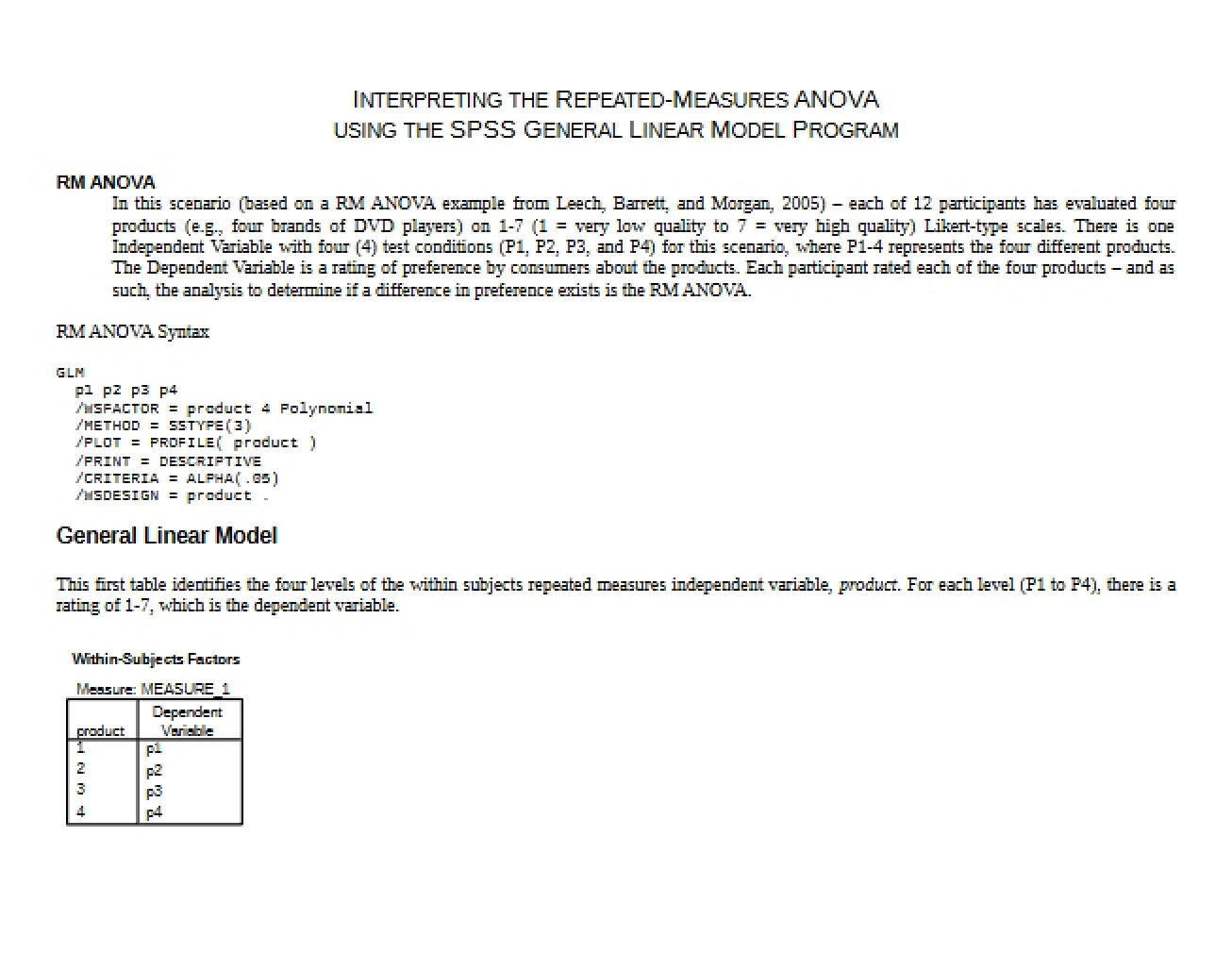 Repeated Measures ANOVA Interpretation