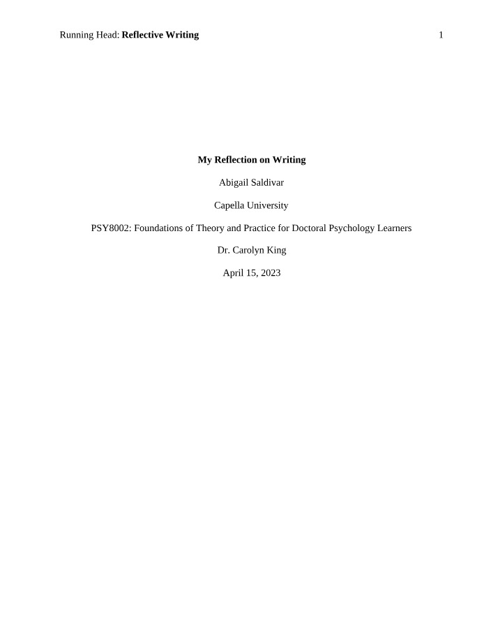 Writing Skills Self-Assessment and Reflections