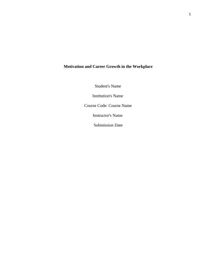 Workplace Motivation and Career Growth