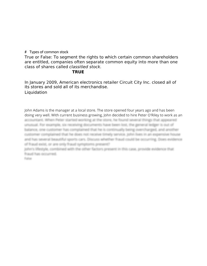 Common Stock Types - Classified Stock and its Variants