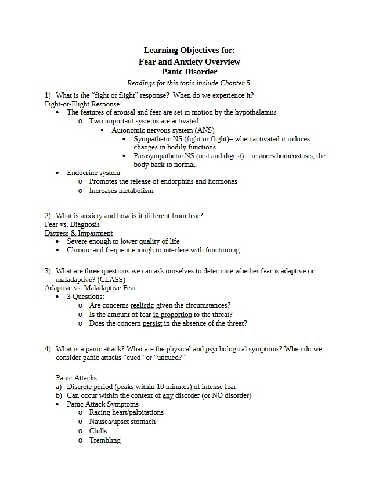 Comprehensive Look at Fear and Anxiety