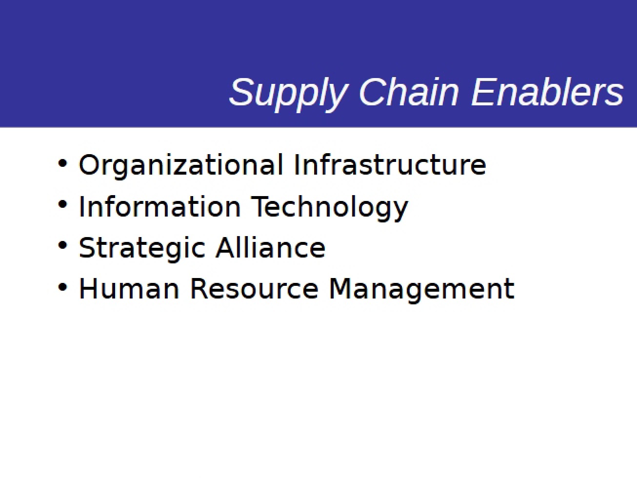 Introduction to the Enablers of a Supply Chain