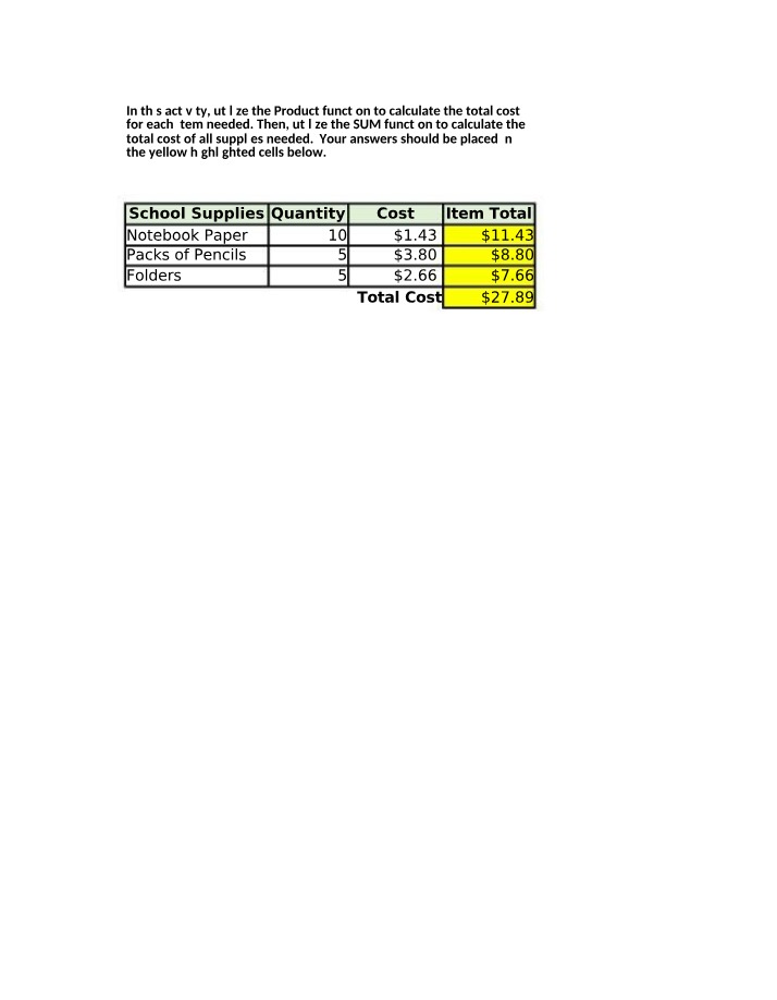 Practice Activity - Answer Key