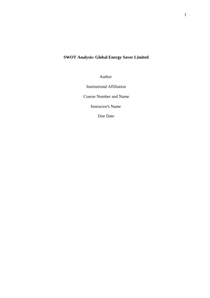 Strengths - Global Energy Saver Limited SWOT Analysis
