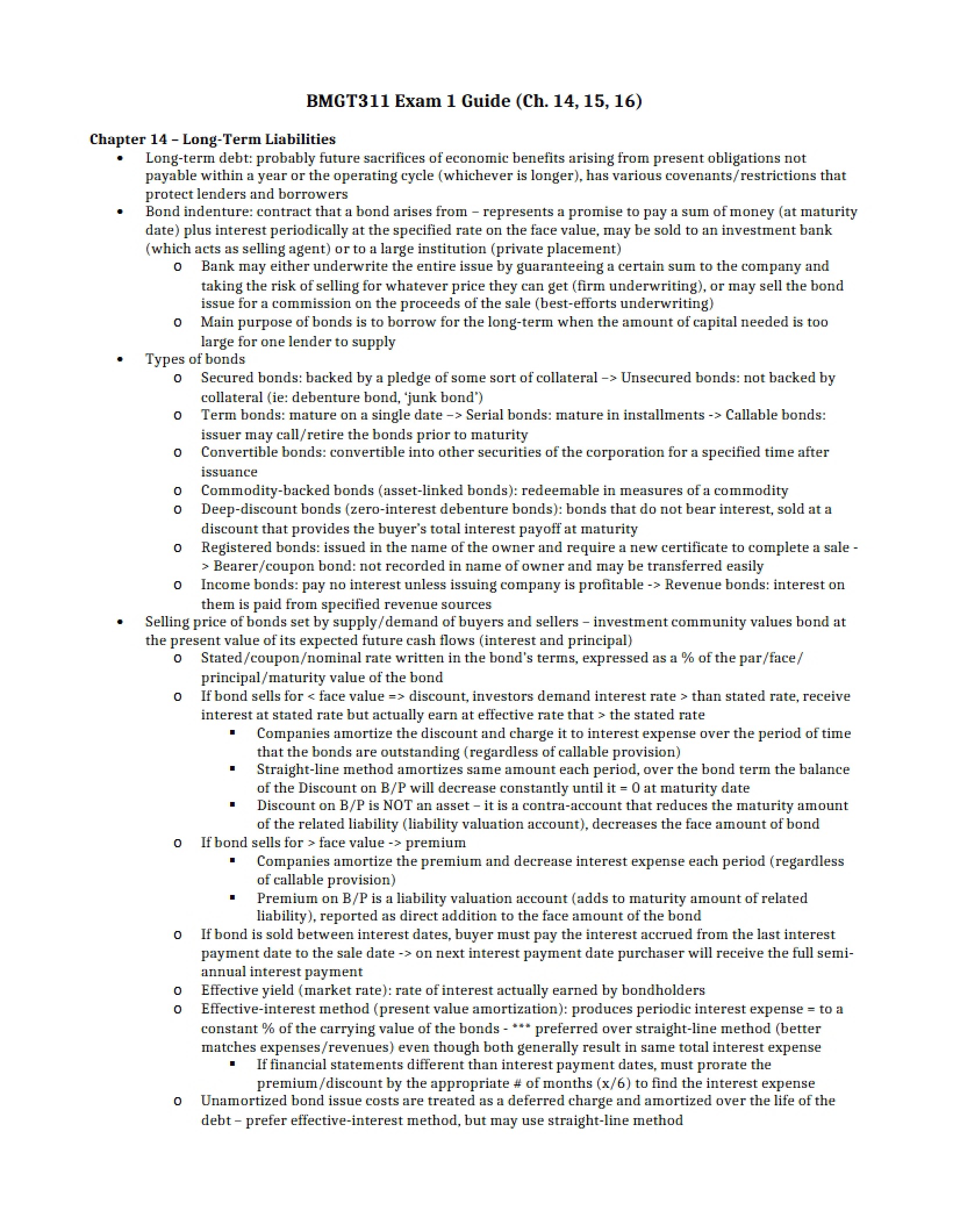 Intermediate Accounting II Exam 1