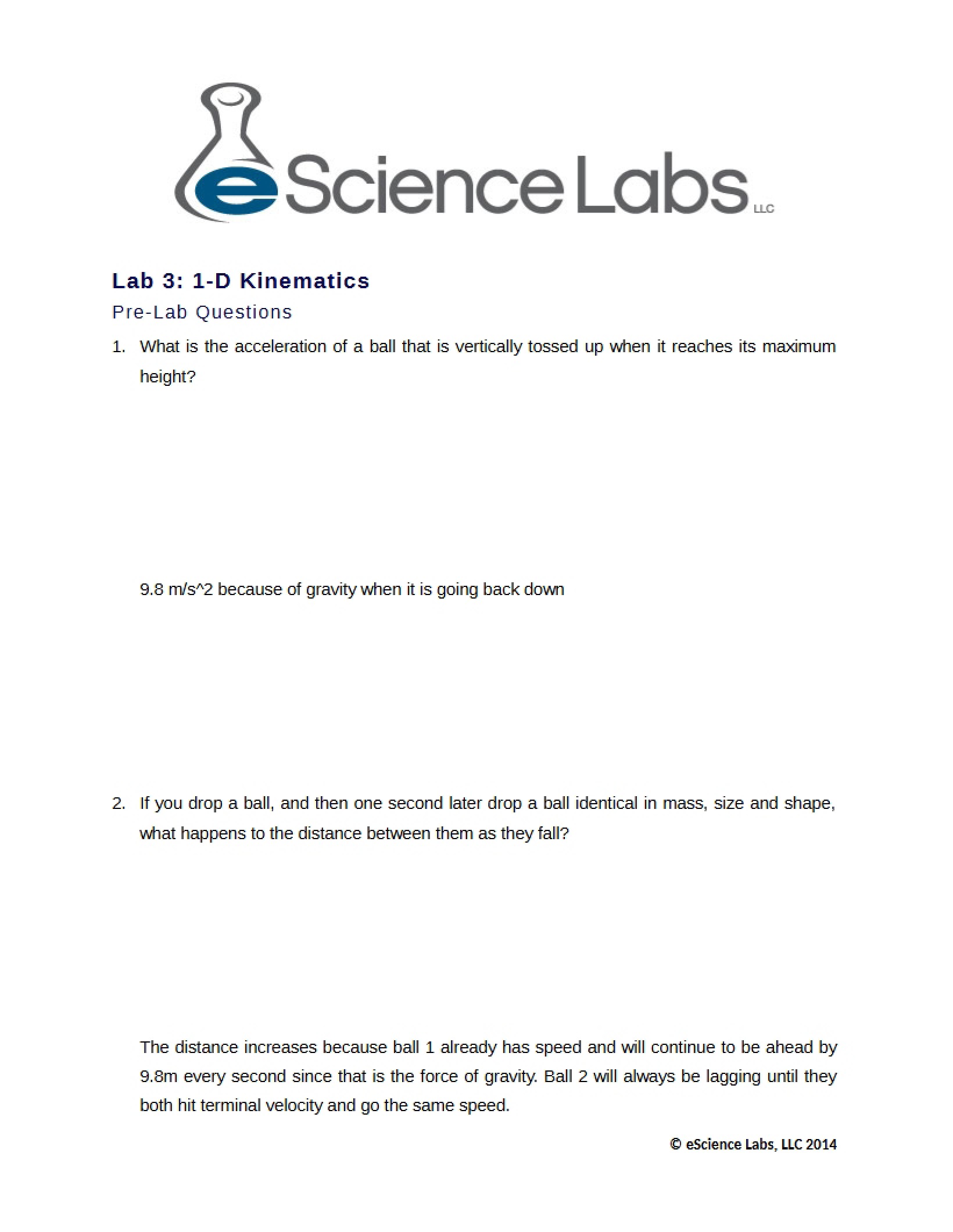 Kinematics in 1D (Lab 3)