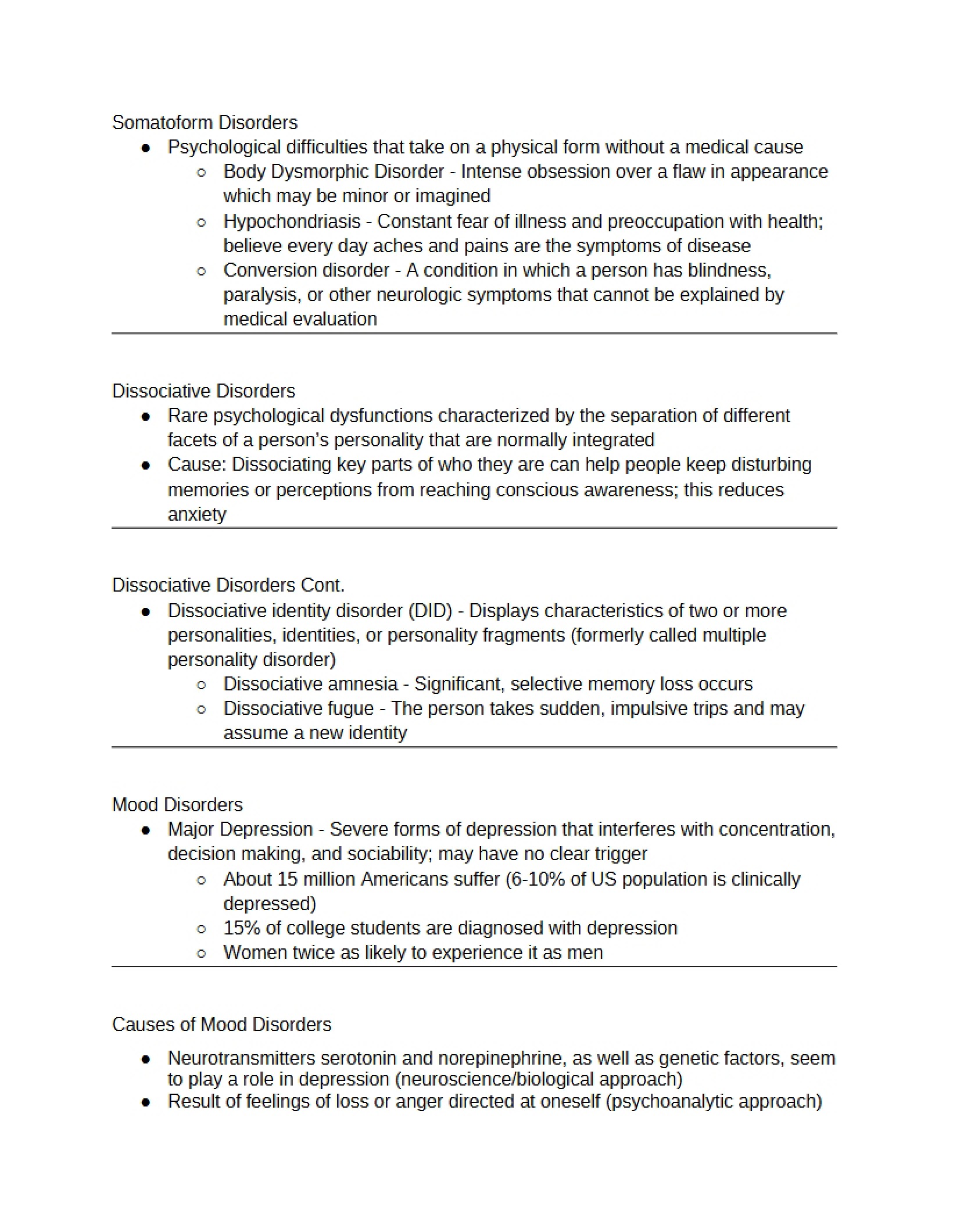 Disorders Somatoform