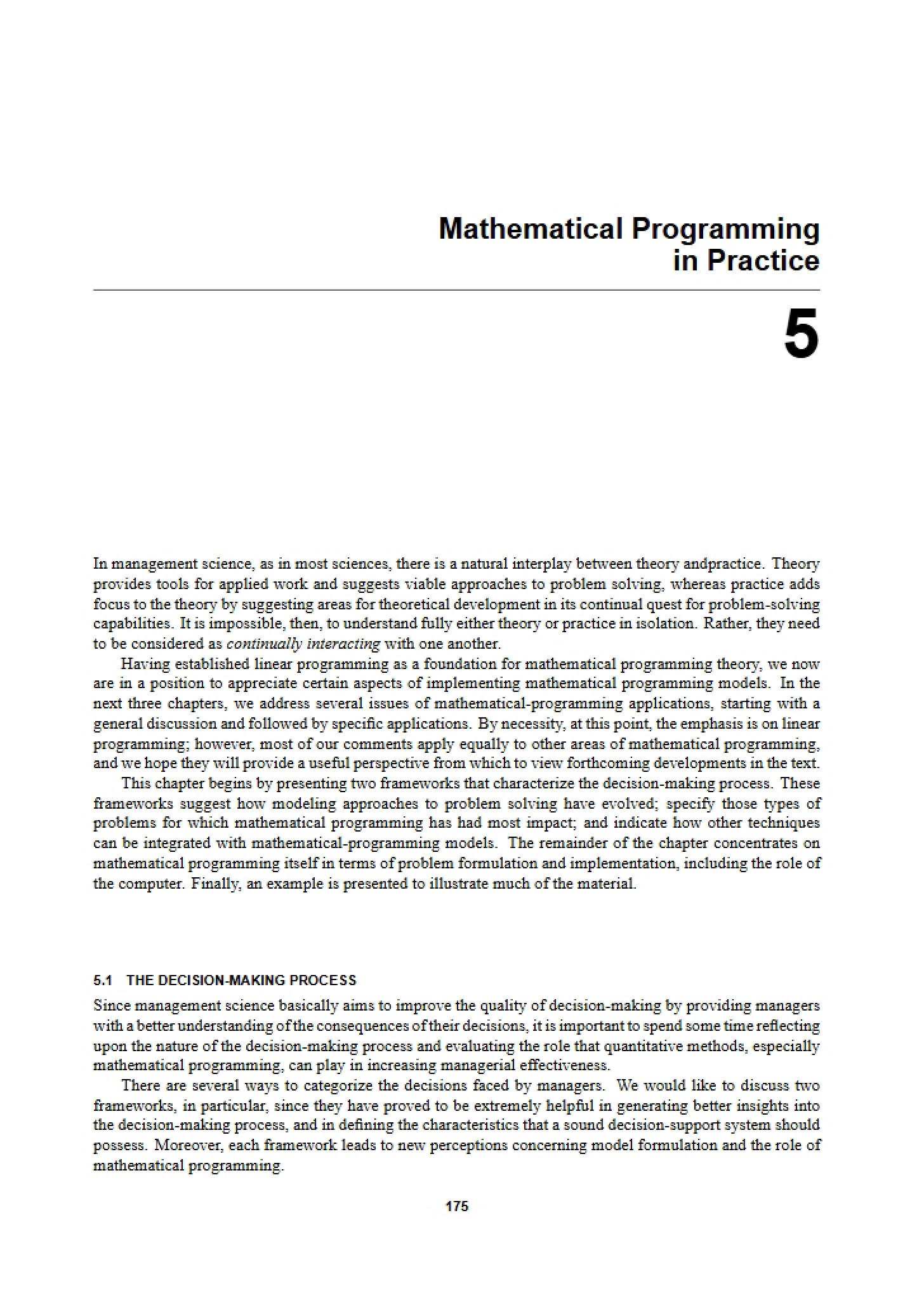 Practice of Mathematical Programming