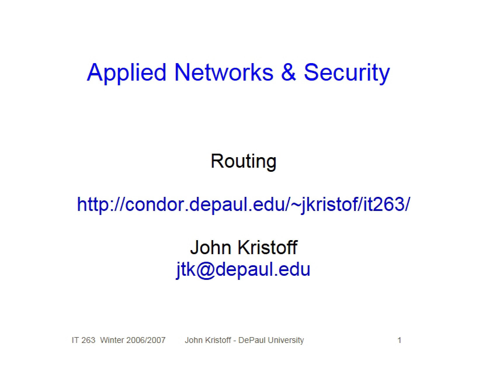 Network Routing