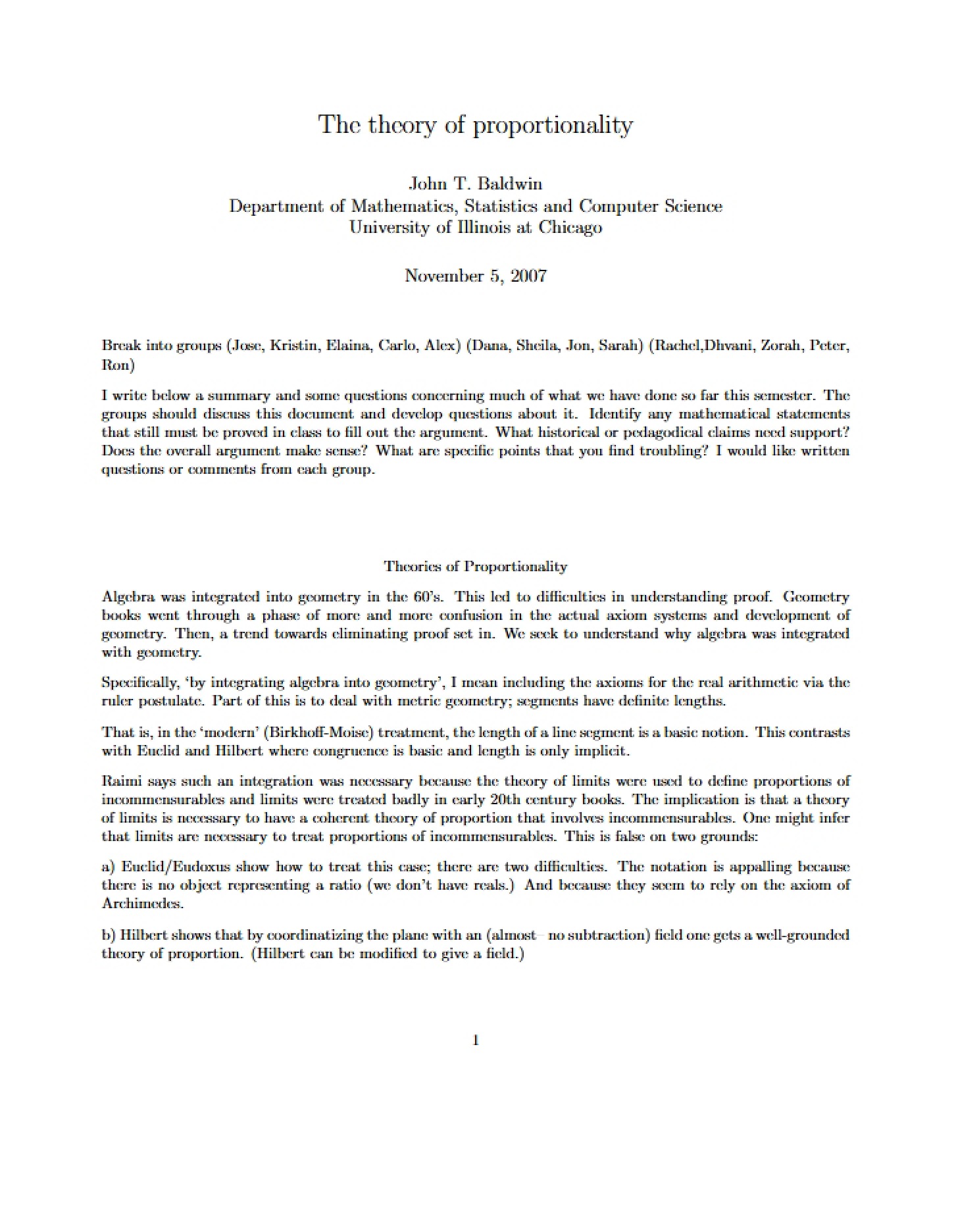 Proportionality Theory