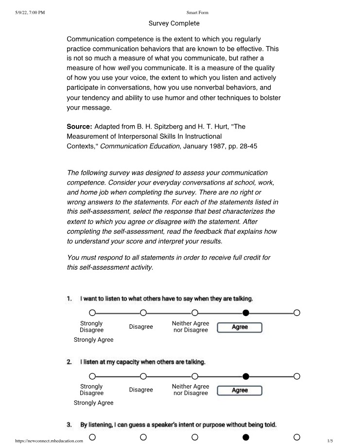 Communication Competence Self-Assessment