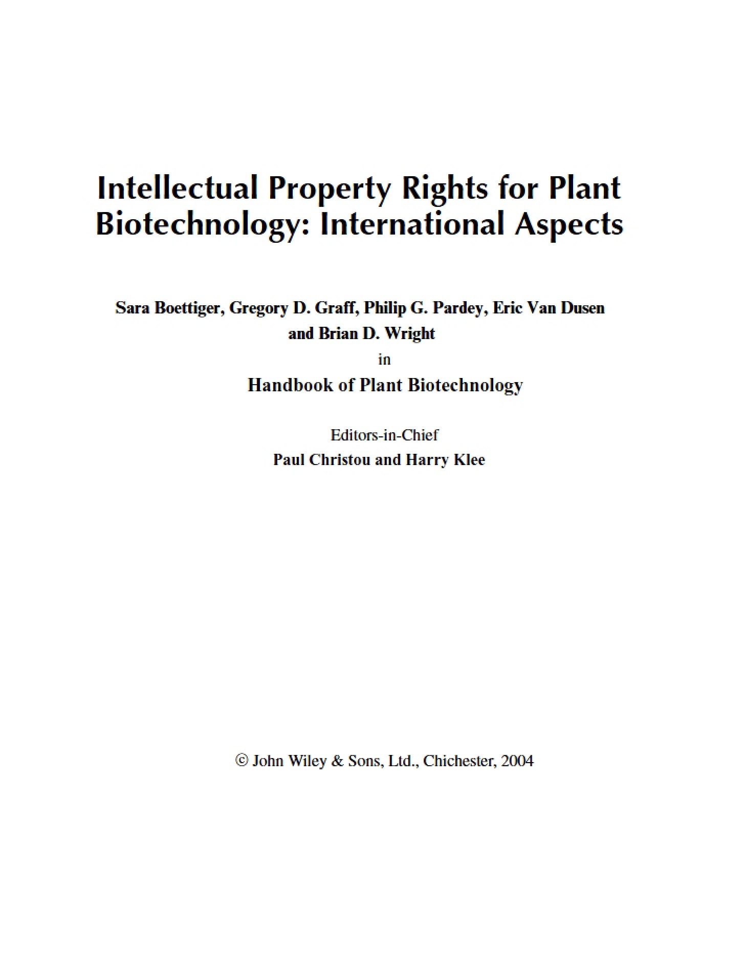 Plant Biotechnology International IP Rights