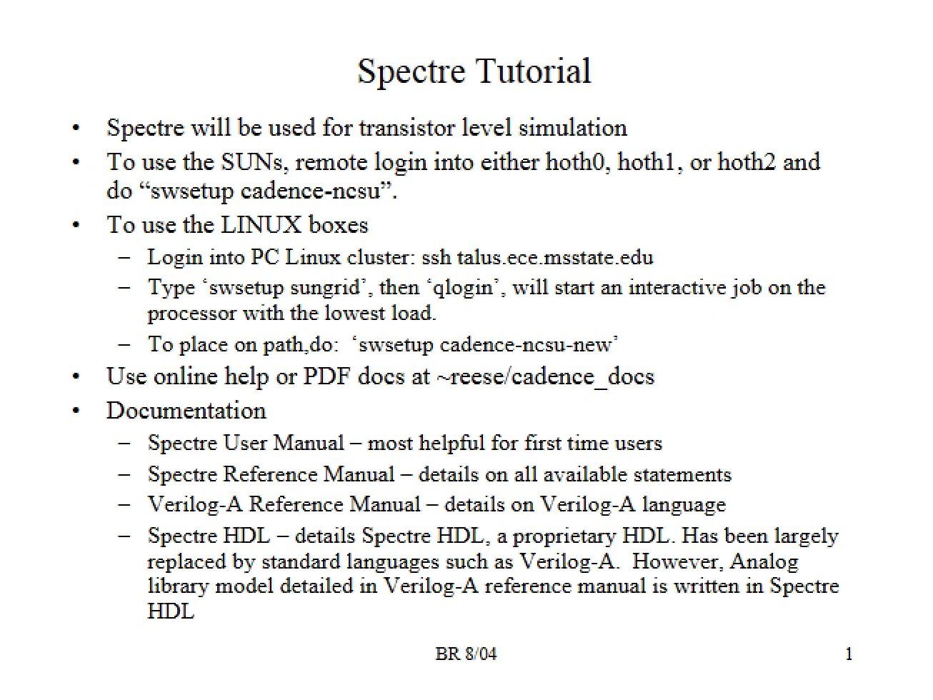 Guide to Spectre Software