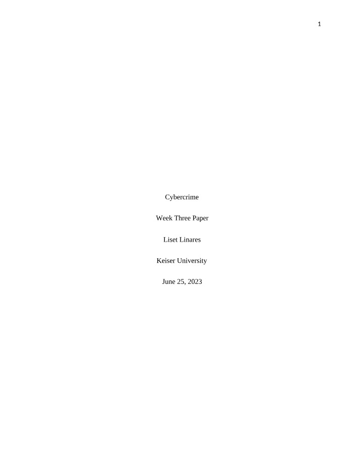 Week Three Paper - Cybercrime