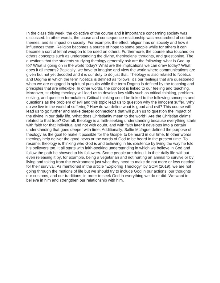 Theology in Society - Understanding the Impact