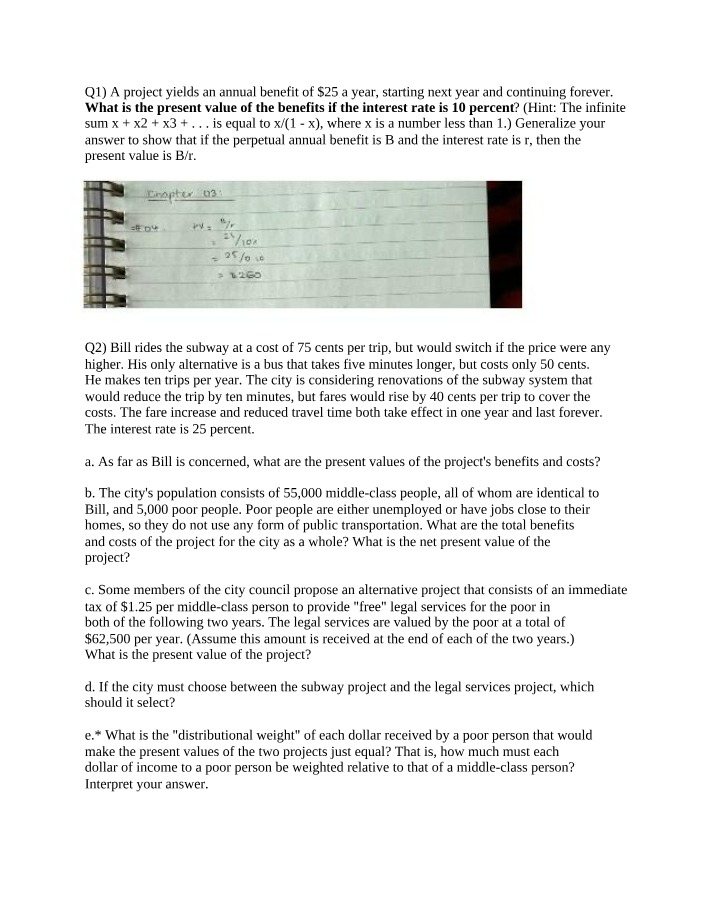 Present Value Calculation for Perpetual Benefits
