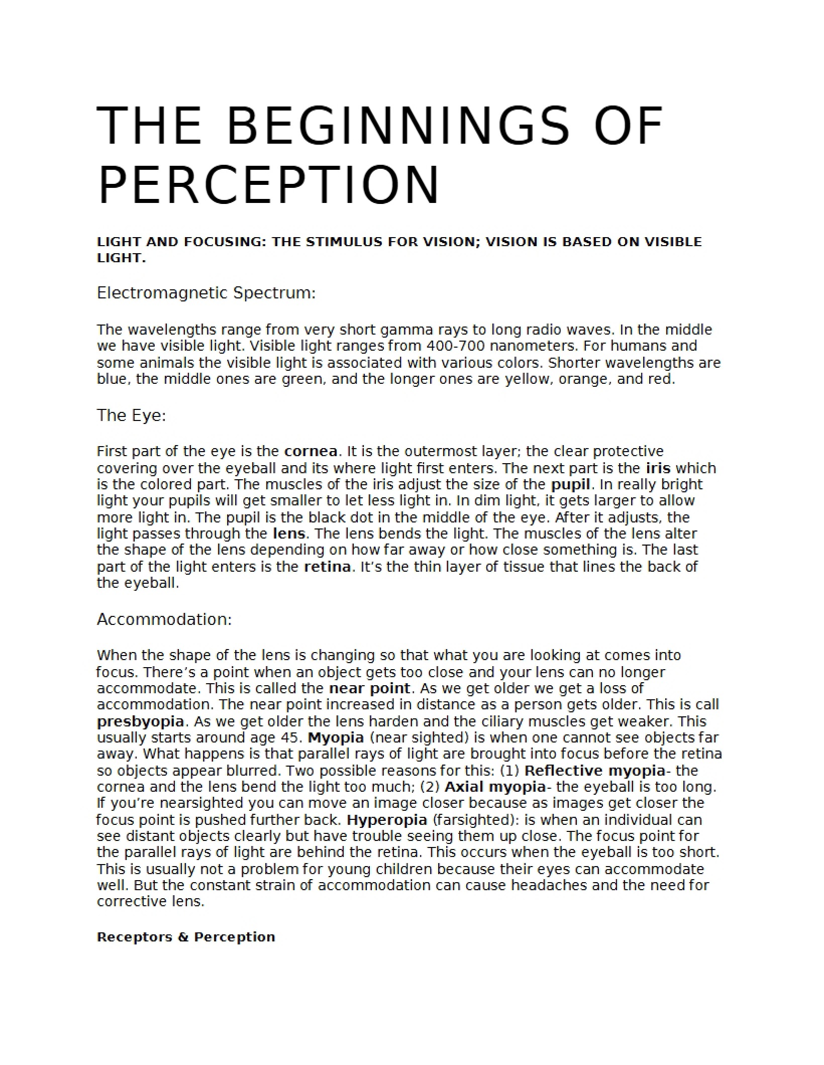 Perception Origins