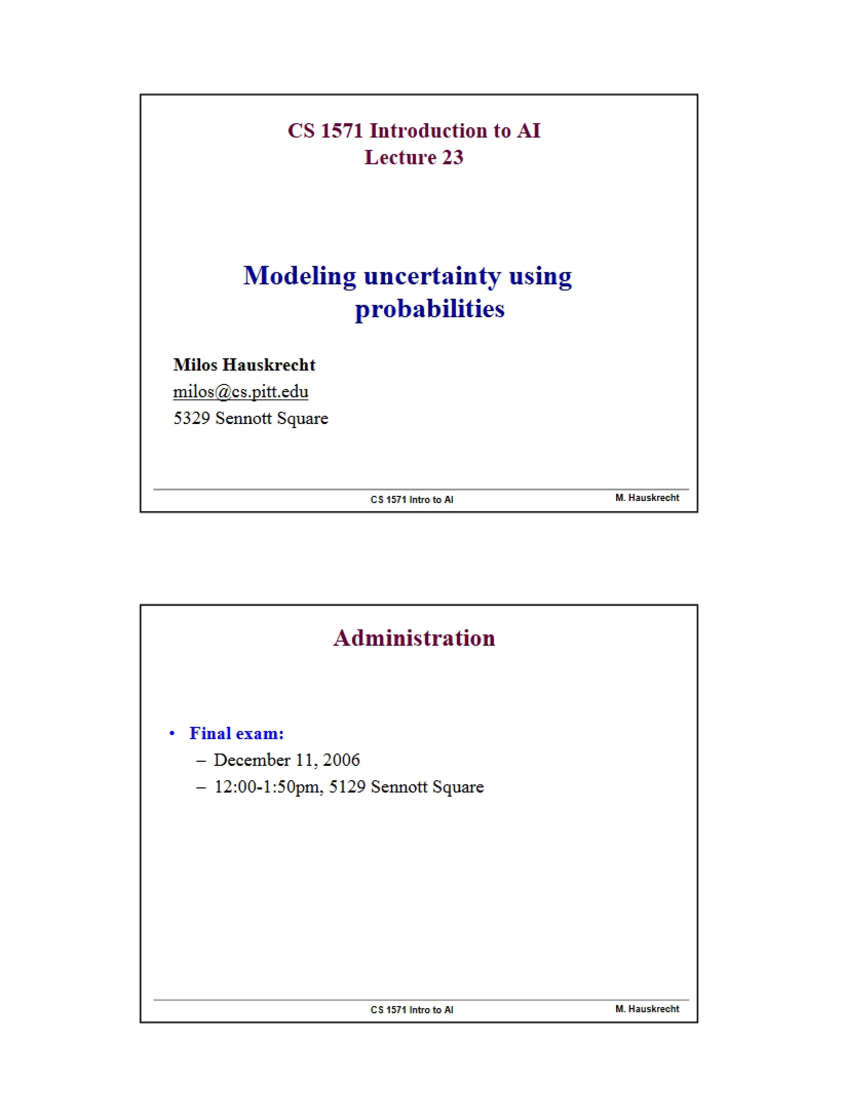 Probabilistic Uncertainty Modeling