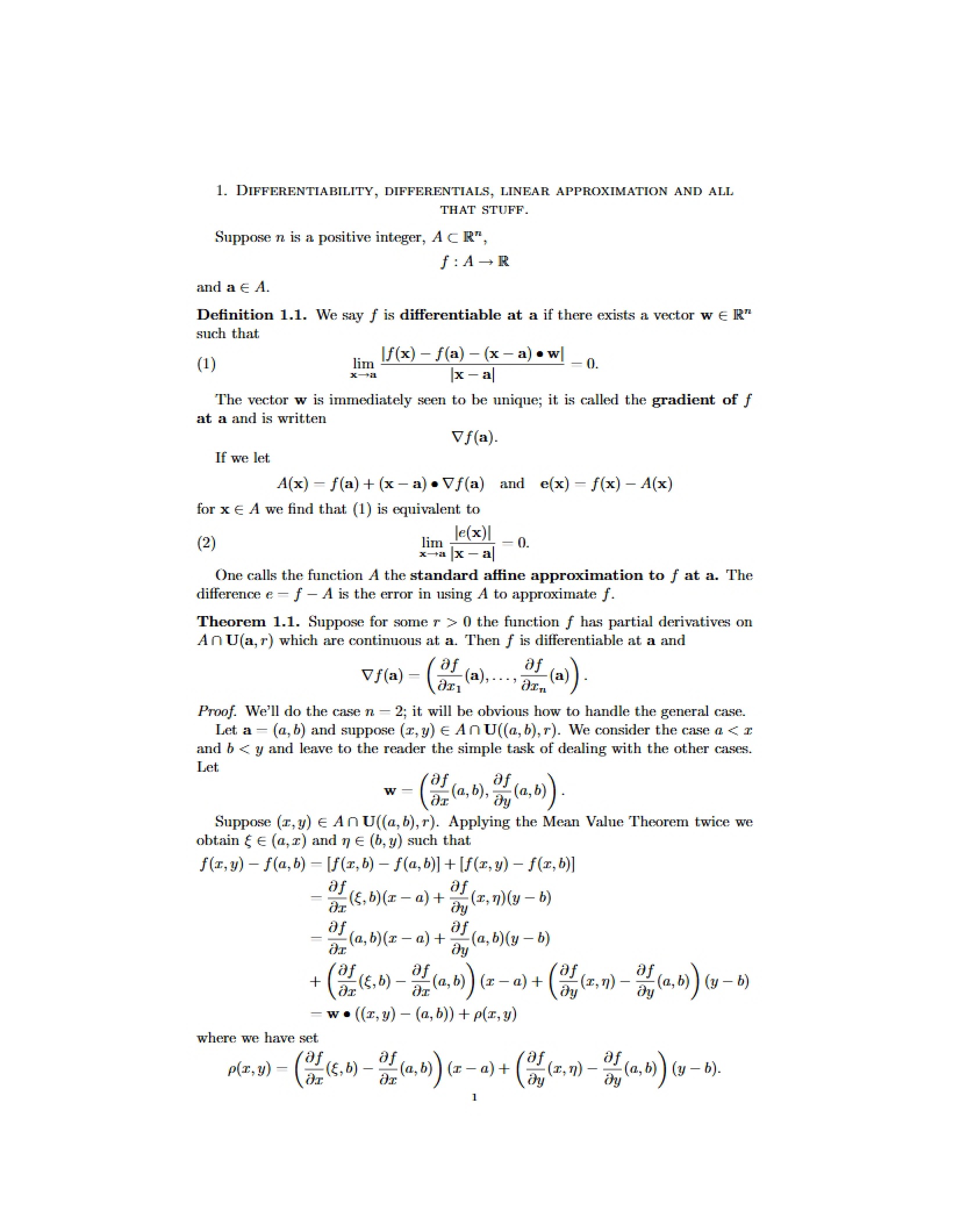 Differentials and Linear Approximation