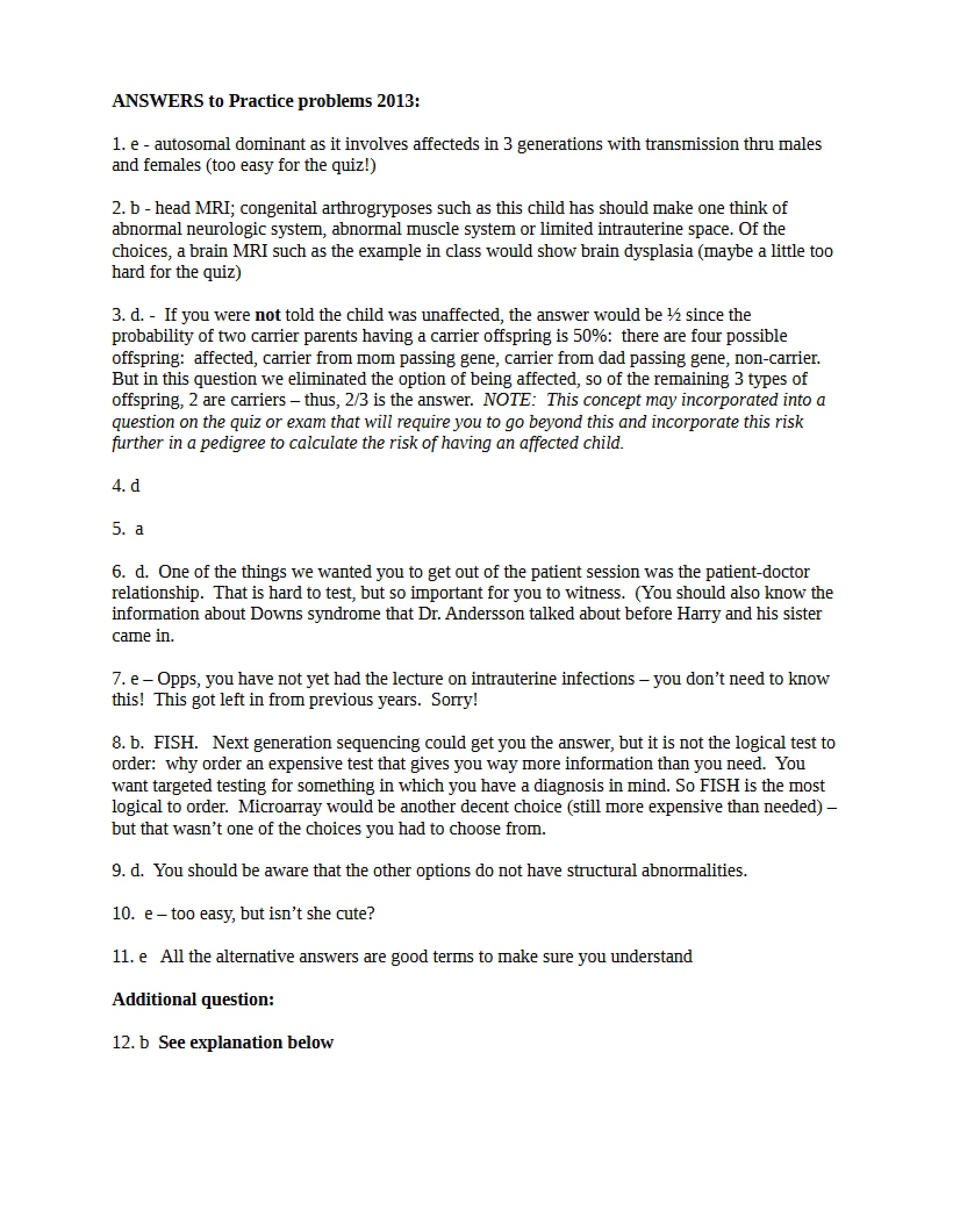 2013 Practice Problem Solutions