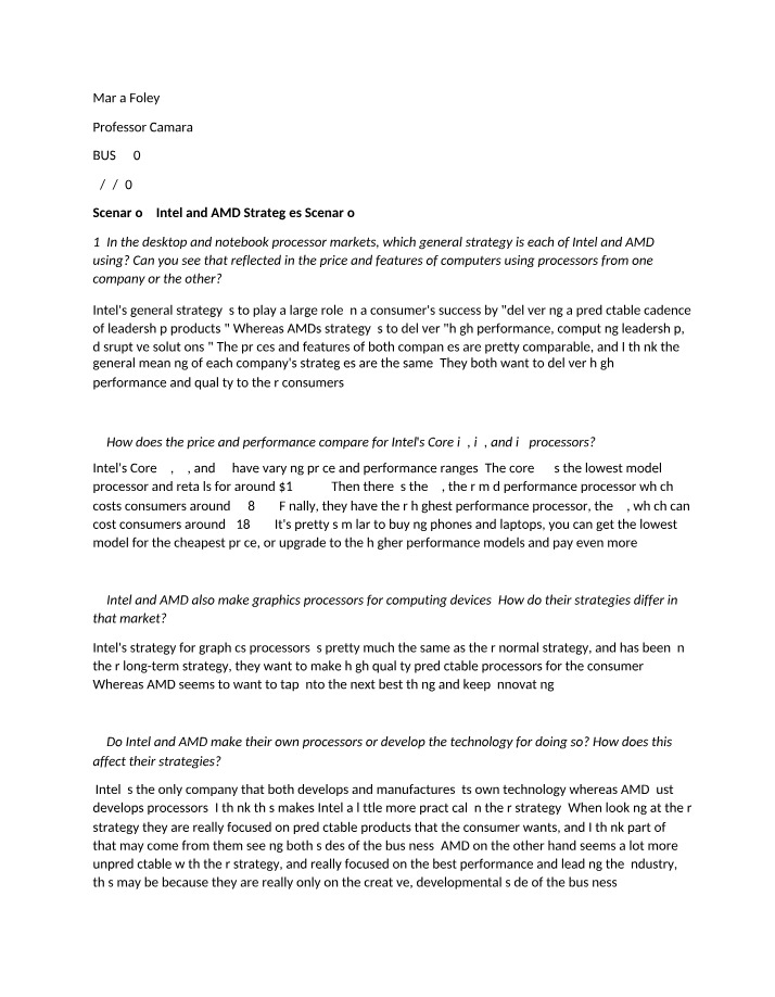 Intel and AMD Strategies - Scenario 4