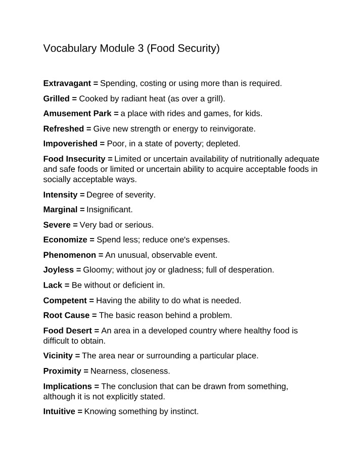 Module 3 Vocabulary