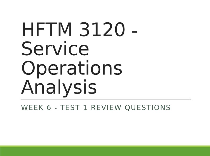 Review Questions - HTM 3120 Test 1