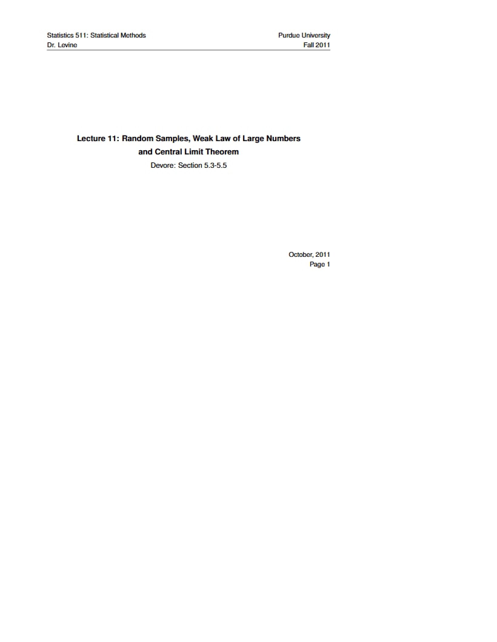 Lecture Notes for Statistics