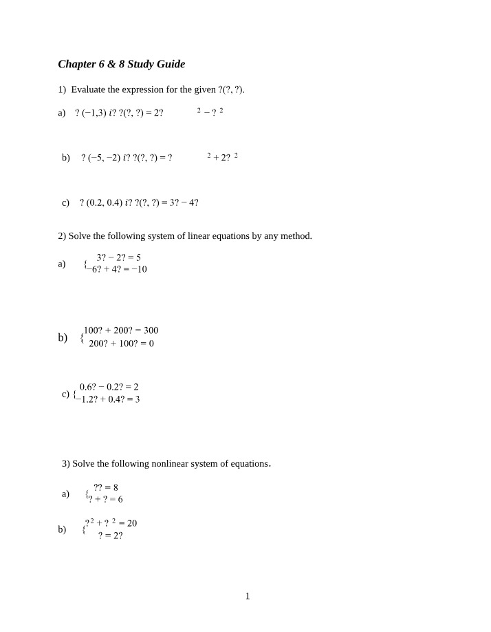 Study Guide and Answer Key for Chapters 6 & 8